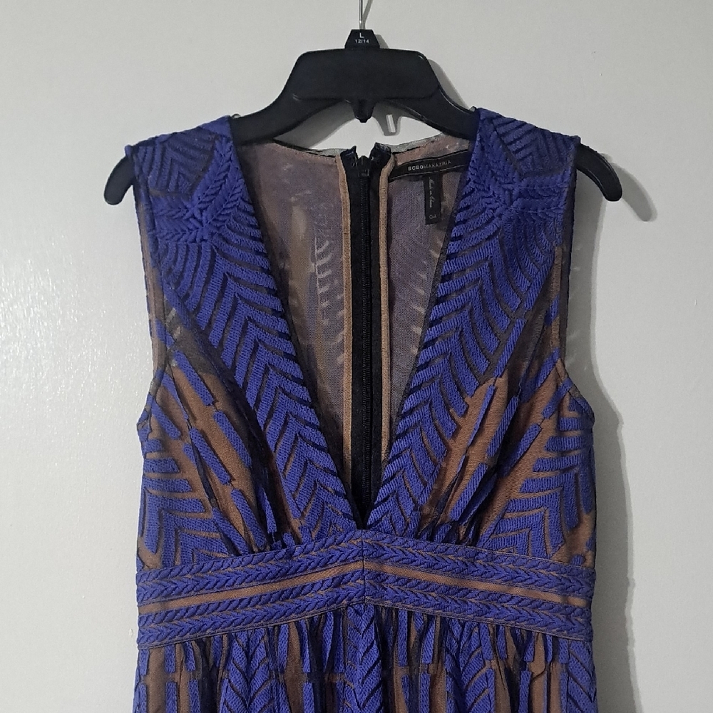 BCBGMaxAzria Navy Patterned Midi Dress - Picture 4 of 16